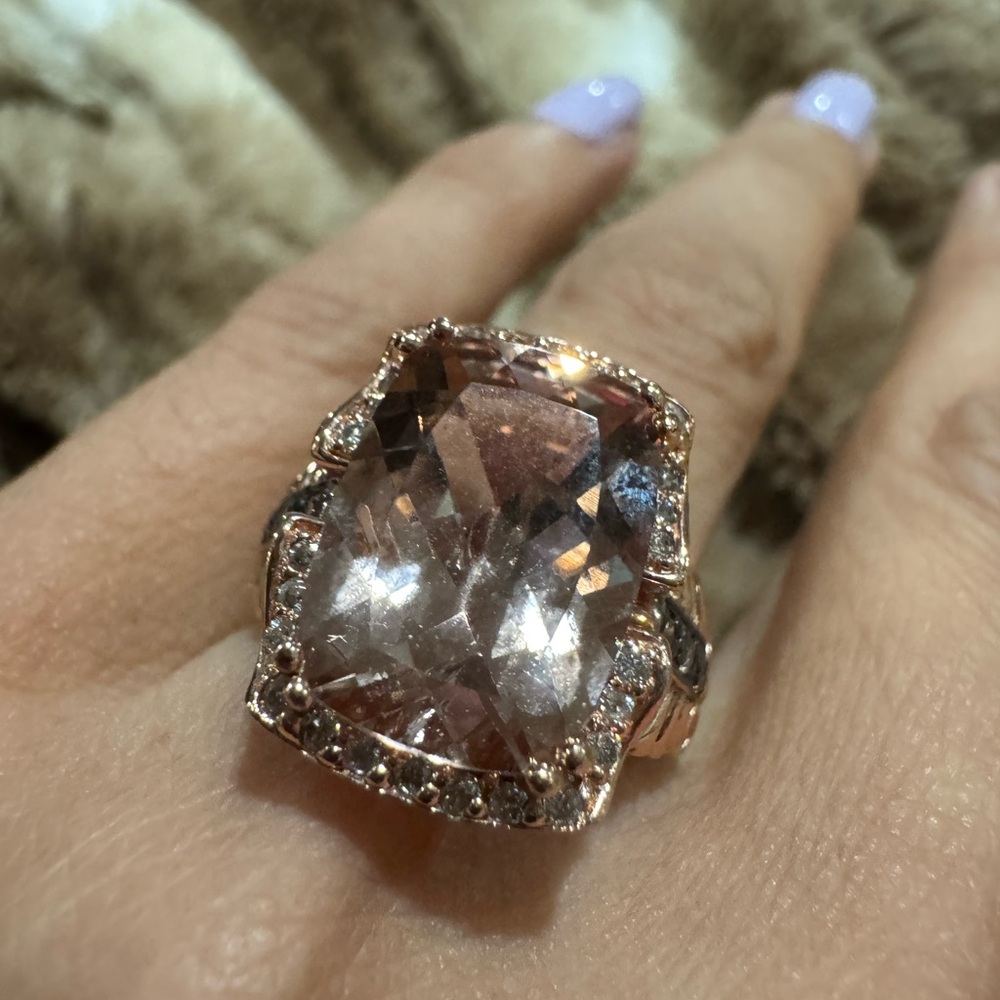 Stunning 14CT Morganite & Diamond Ring 14K Size 8 Michael Valitutti